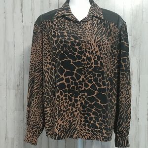 Jordan New York Brown & Black Animal Print Blouse